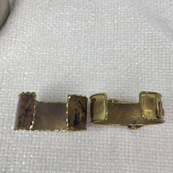 Set of Two Contemporary Artisan Cuff Bracelets Adjustable - Picture 6 of 7